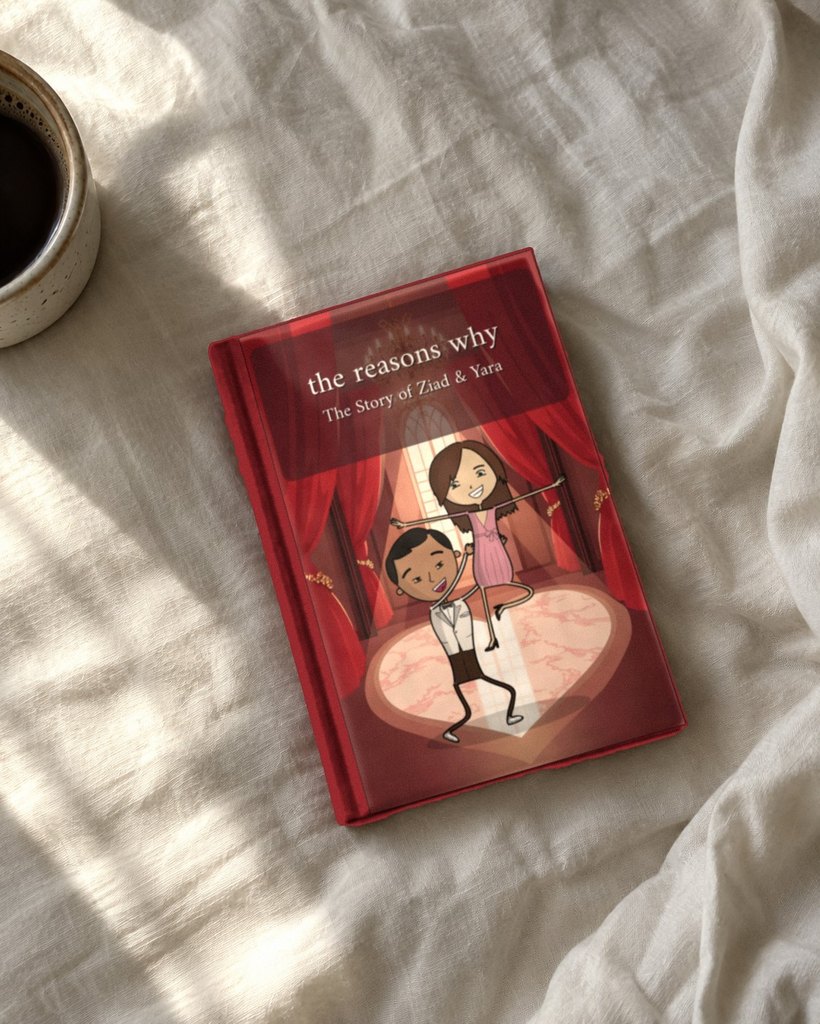 a la7zetna hardcover on a bed in morning light
